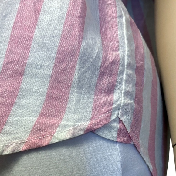 Draper James RSVP Blouse Linen Cotton Top Shirt Flutter Sleeve Shirred Smocked - Picture 12 of 16